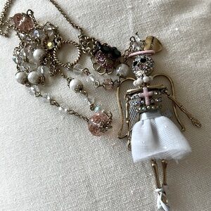 Betsey Johnson Film Noir Angel  Skull Girl Devil Necklace NWOT